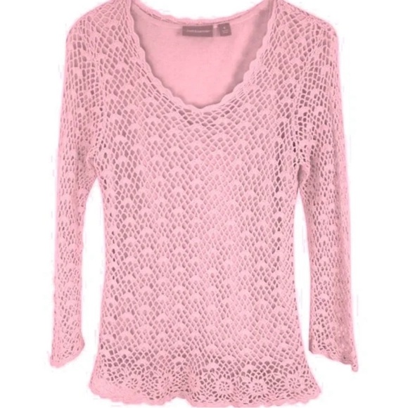 croft & barrow Sweaters - Croft & Barrow Women’s Long Sleeve XL CrewNeck Pullover Knit Crochet Lined Top